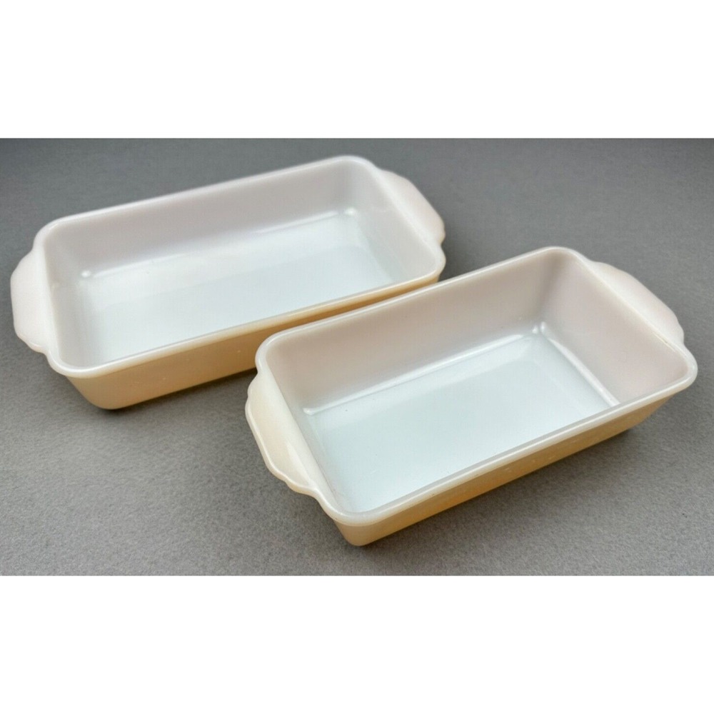 2 Vintage‎ Fire King #410 Peach Lustre 1-1/2 Quart  & #409 1 QT Casserole Pans